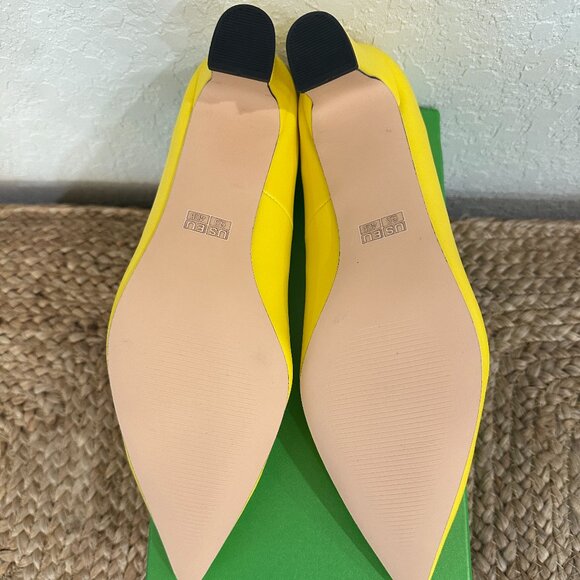 GUAVAIVY Yellow Pointed Toe Block Heel Pumps – Size 9.5 (US) - Picture 5 of 10